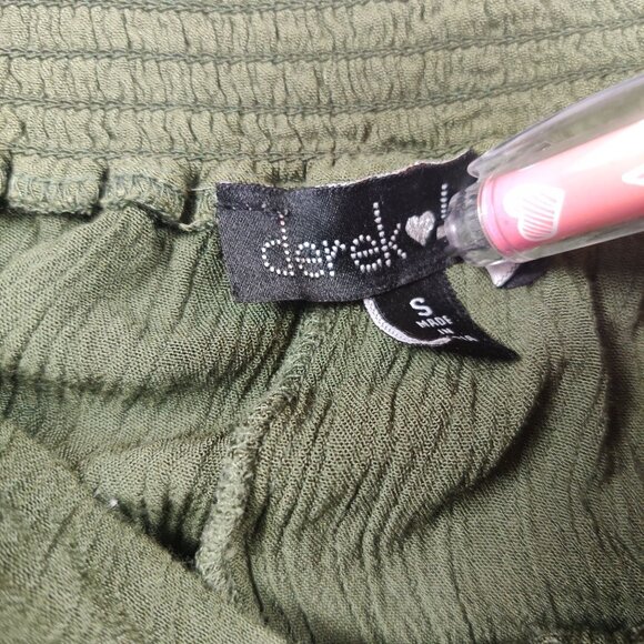 Derek Heart Small Green Ruffle Hem Shorts Waist Tie Belt Casual Boho Summer Chic - Picture 5 of 8